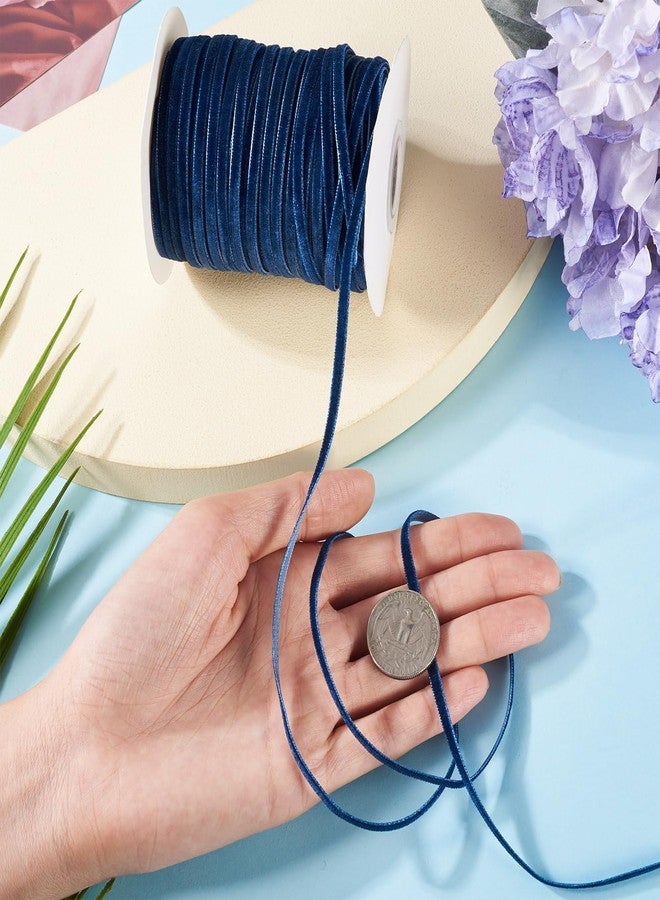 Craftdady 50 Yards 3mm Blue Velvet Ribbon Vintage Single Face Velvet Ribbon for Party Wedding Flower Bouquet Hair Bows DIY Crafts Decoration Flat Ribbons for Gift Packing Christmas Wrapping Bows - Image 4
